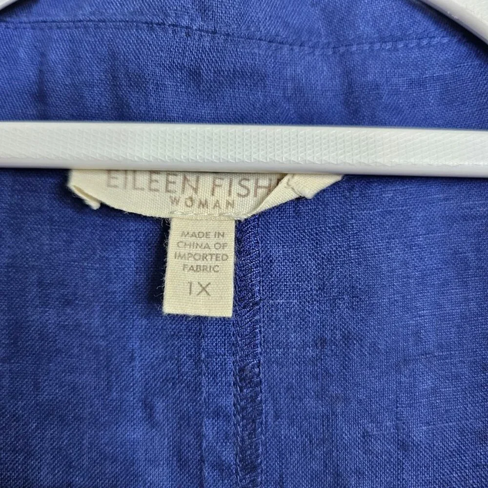 EILEEN FISHER Lightweight 100% Linen Blazer Jacket NAVY BLUE Plus size 1X Summer - Picture 3 of 7